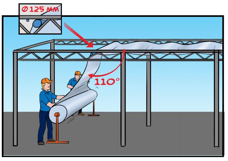 Use a tube for pull in and an angle of 110 degrees from  a standing device